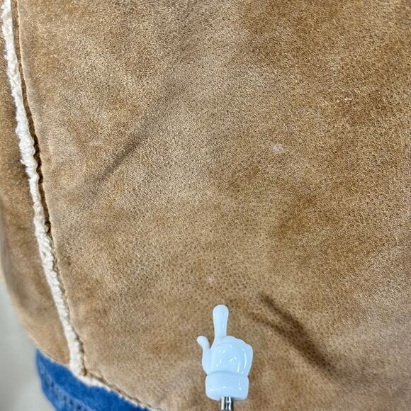 Vintage Y2k Brown Suede Leather Sherpa Lined Coat Cabincore Gorpcore Outdoor M - Picture 12 of 14